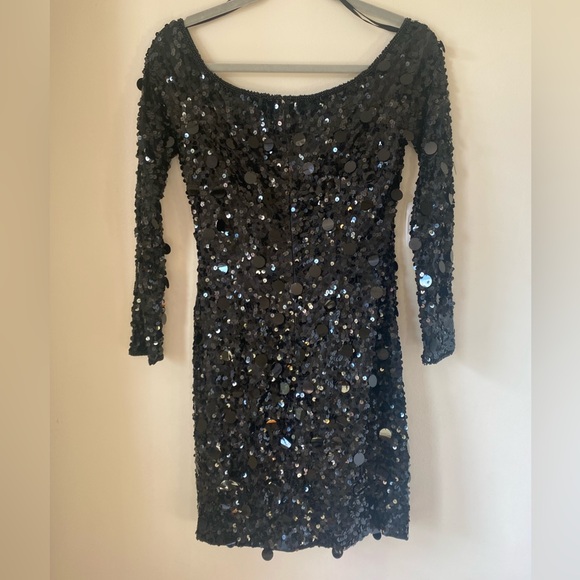 Black Sequin Mini Party Dress - Picture 13 of 15